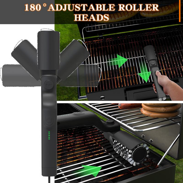 Electric BBQ Grill Brush Cordless and Rechargeable Stainless Steel Bristles
