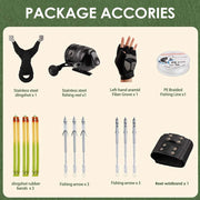 Classic Spearfishing Slingshot Set – Stainless Steel Frame with Fishing Reel & Accessories