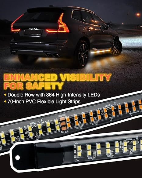 70" Dual-Row LED Strobe Strips - 864 LED Emergency Vehicle Lights