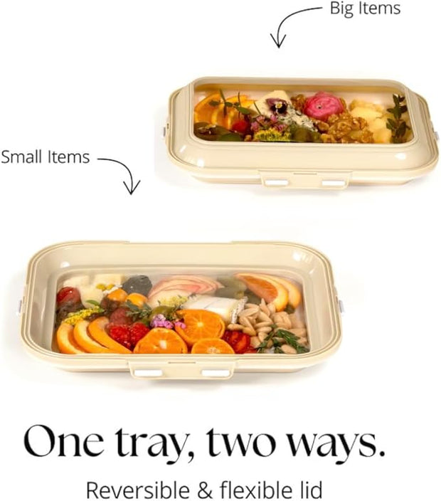 Reversible Lid Snack Trays - BPA-Free, Rectangle Meal Prep Containers