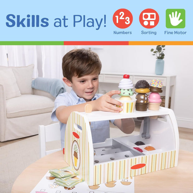 Wooden Ice Cream Play Counter - 28-Piece Pretend Play Set