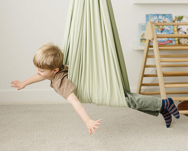 Indoor/Outdoor Double-Layer Cotton Sensory Compression Swing with 360° Swivel Hardware