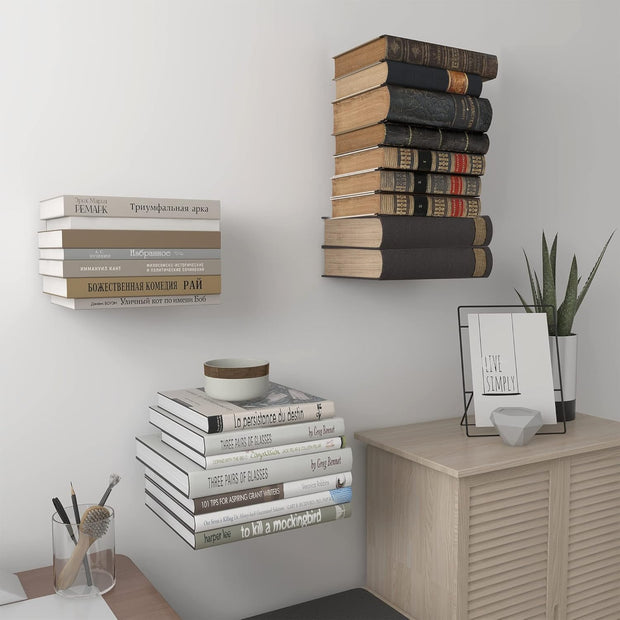 4-Pack Invisible Floating Bookshelves | Heavy-Duty Wall-Mounted Metal Book Organizer