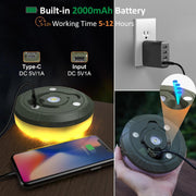Rechargeable 4-in-1 Camping String Light with 8 Modes, USB Charging, & Quick Storage