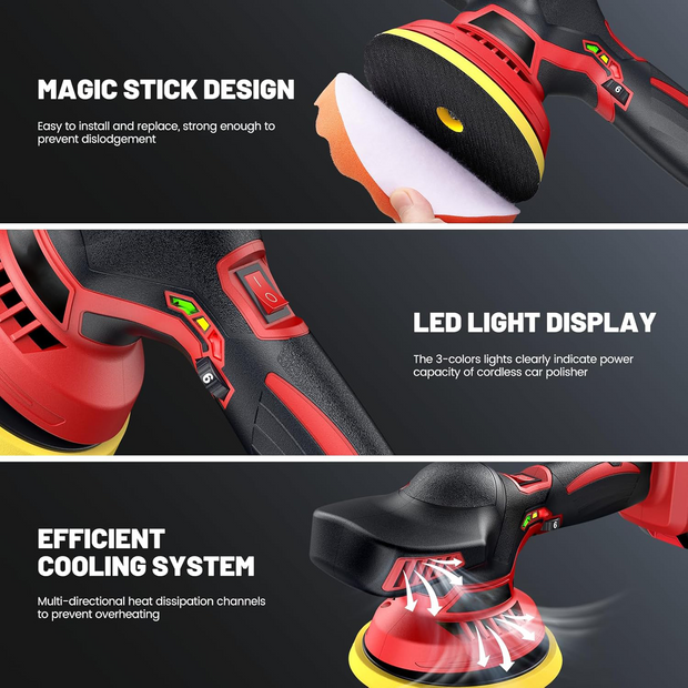 Cordless Car Buffer Polisher kit w/ 2x2000mAh 21V Batteries