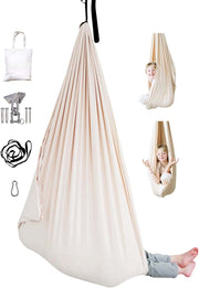 Indoor/Outdoor Double-Layer Cotton Sensory Compression Swing with 360° Swivel Hardware