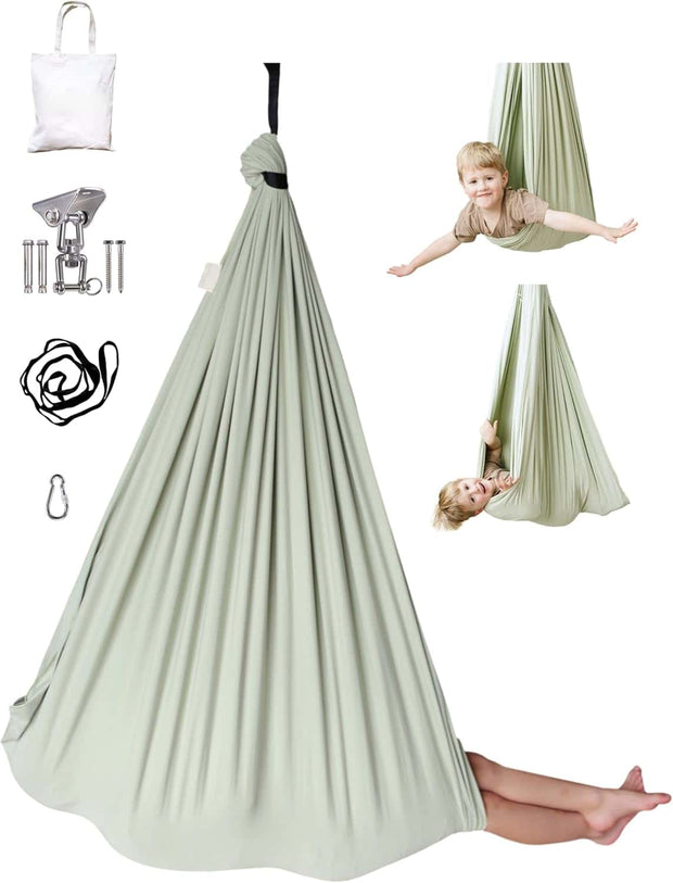 Indoor/Outdoor Double-Layer Cotton Sensory Compression Swing with 360° Swivel Hardware