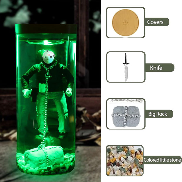 Horror Movie Collectible Water Lamp - Multi-Color LED Night Light with Figure
