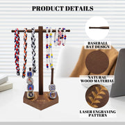 Custom Engraved Baseball & Softball Drip Necklace Display Stand – Wooden Stacking Ring & Necklace Organizer
