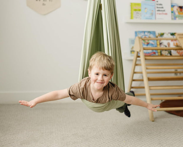Indoor/Outdoor Double-Layer Cotton Sensory Compression Swing with 360° Swivel Hardware