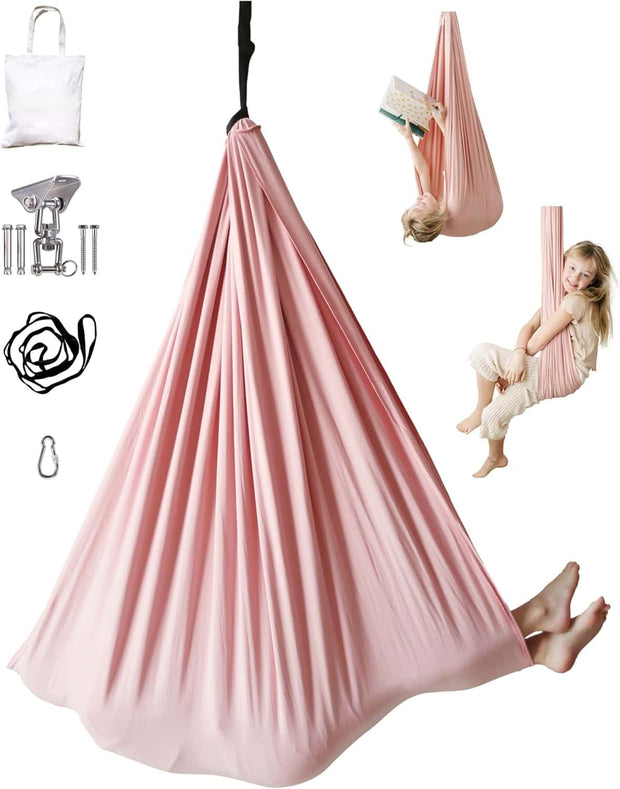 Indoor/Outdoor Double-Layer Cotton Sensory Compression Swing with 360° Swivel Hardware