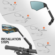 Anti-Glare Foldable Bike Mirror, Left Side 360° Adjustable (20–23mm)