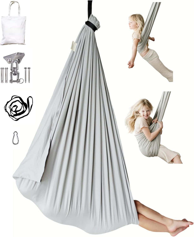 Indoor/Outdoor Double-Layer Cotton Sensory Compression Swing with 360° Swivel Hardware