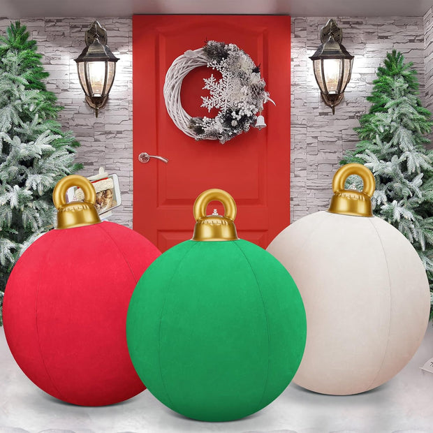 Giant Inflatable Christmas Ornaments – 3-Piece 32-Inch Outdoor Holiday Decorations (Pink)