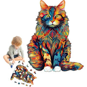 Color-Changing Cat Wooden Puzzle – Premium Eco-Friendly Jigsaw for Relaxation