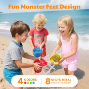Children's Balance Stilts – 4 Pairs (8 Stilts) with Monster Feet for Balance & Coordination