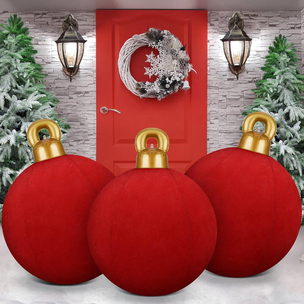 Giant Inflatable Christmas Ornaments – 3-Piece 32-Inch Outdoor Holiday Decorations (Pink)
