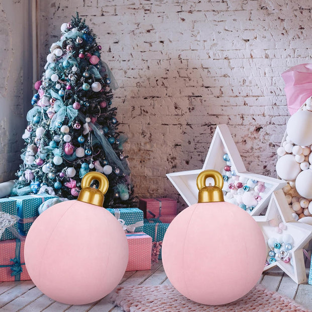 Giant Inflatable Christmas Ornaments – 3-Piece 32-Inch Outdoor Holiday Decorations (Pink)