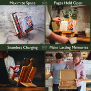 Wooden Kitchen Countertop Cookbook Stand – Reversible Wooden Cookbook Holder with Cooking