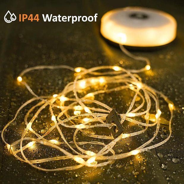 Rechargeable 4-in-1 Camping String Light with 8 Modes, USB Charging, & Quick Storage