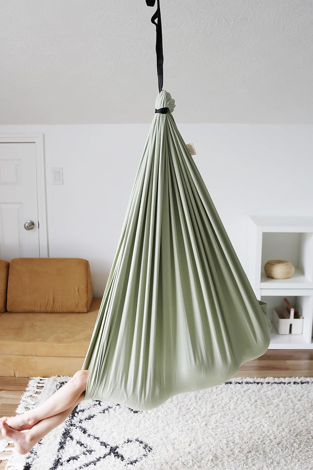 Indoor/Outdoor Double-Layer Cotton Sensory Compression Swing with 360° Swivel Hardware