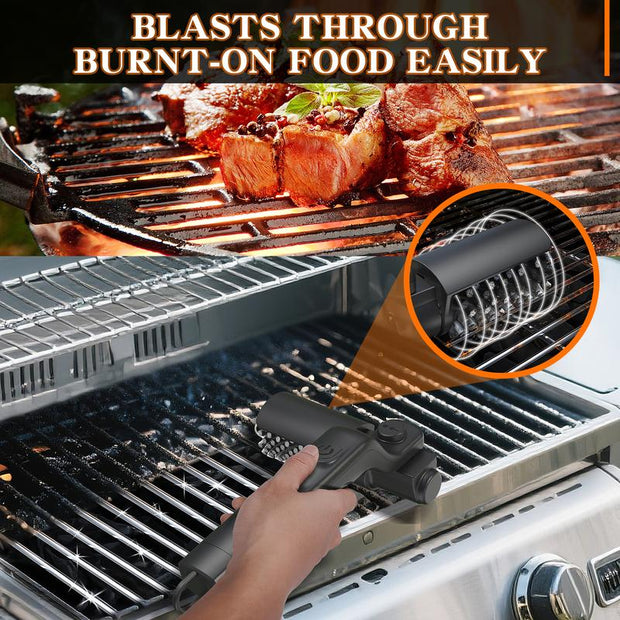 Electric BBQ Grill Brush Cordless and Rechargeable Stainless Steel Bristles