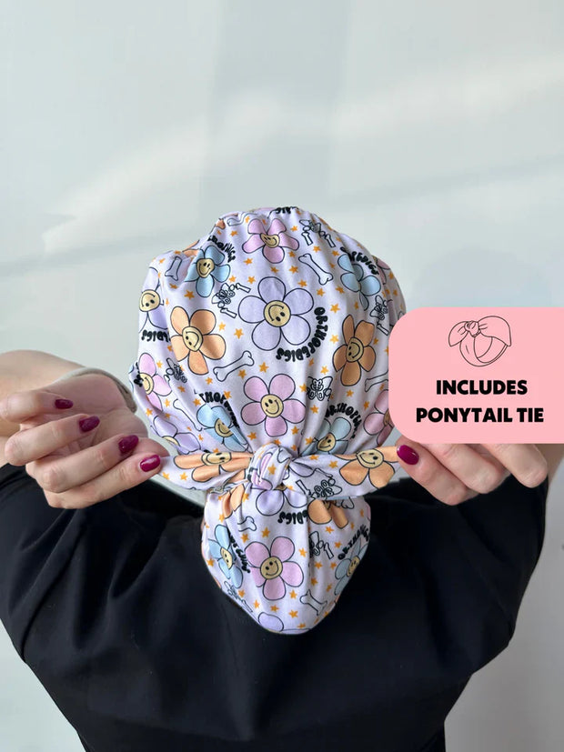 Surgical Cap – 2-in-1 Matte Work Hat for Ponytails & Updos