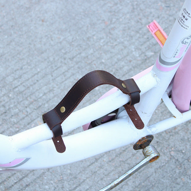 Handmade Leather Bicycle Frame Handle | Durable & Stylish Carrying Strap
