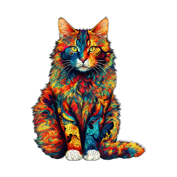 Color-Changing Cat Wooden Puzzle – Premium Eco-Friendly Jigsaw for Relaxation
