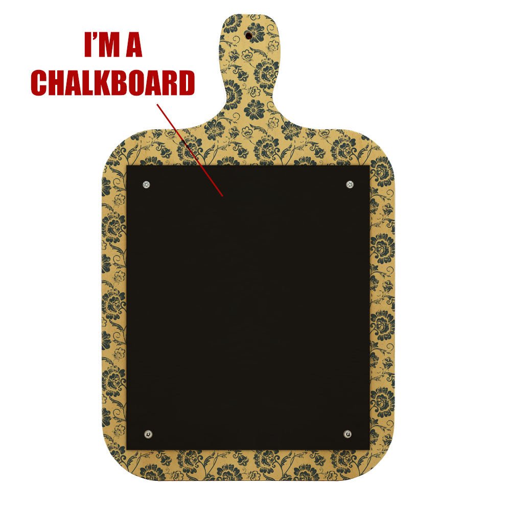 Wood Plaque Menu - Cutting Board Shaped Chalkboard - Vintage Floral Design