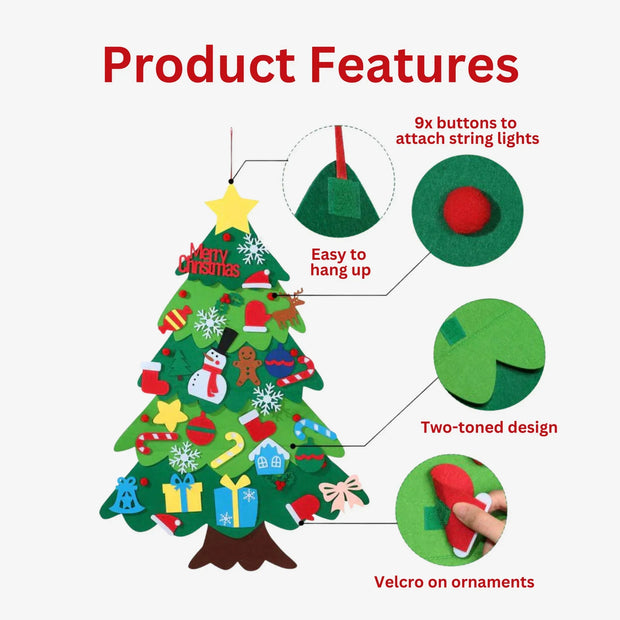 Interactive Felt Christmas Tree Set – Fun DIY Holiday Decoration for Kids & Families