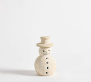 Handcrafted Clay Snowman Figurine | Matte Glazed, Red Clay Decoration